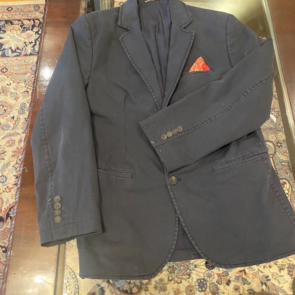 Navy Blue Check Blazer